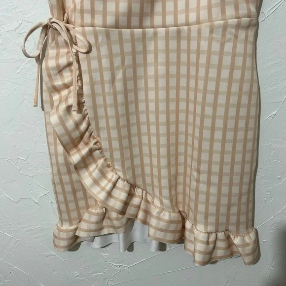 NWT ASOS Cami Faux Wrap Gingham Butter Yellow Mini Dress Sz 10 - Picture 12 of 12